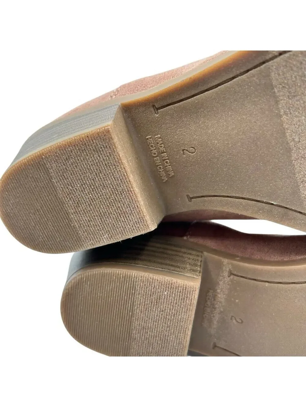 Old Navy Girls Tan Suede Rear Zip Stacked Block Heel Ankle Booties Size 2